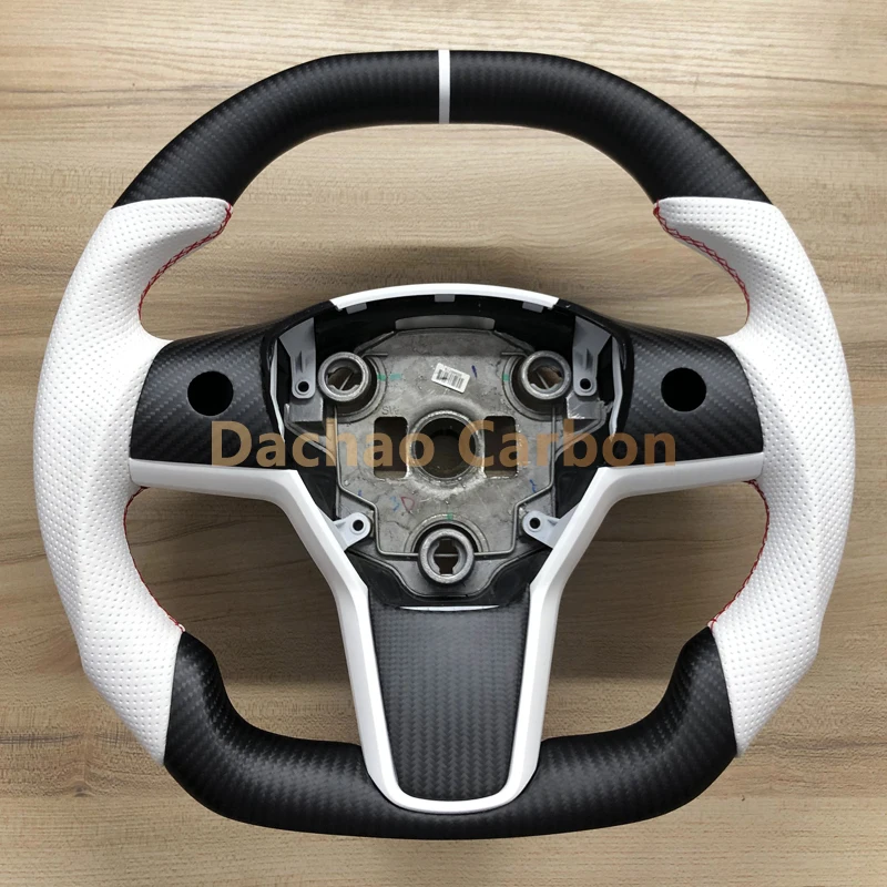 High Quality White Perforated Leather Matte Carbon Fiber Steering Wheel for Tesla Model 3 Model Y Custom Style
High Quality White Perforated Leather Matte Carbon Fiber Steering Wheel for Tesla Model 3 Model Y Custom Style