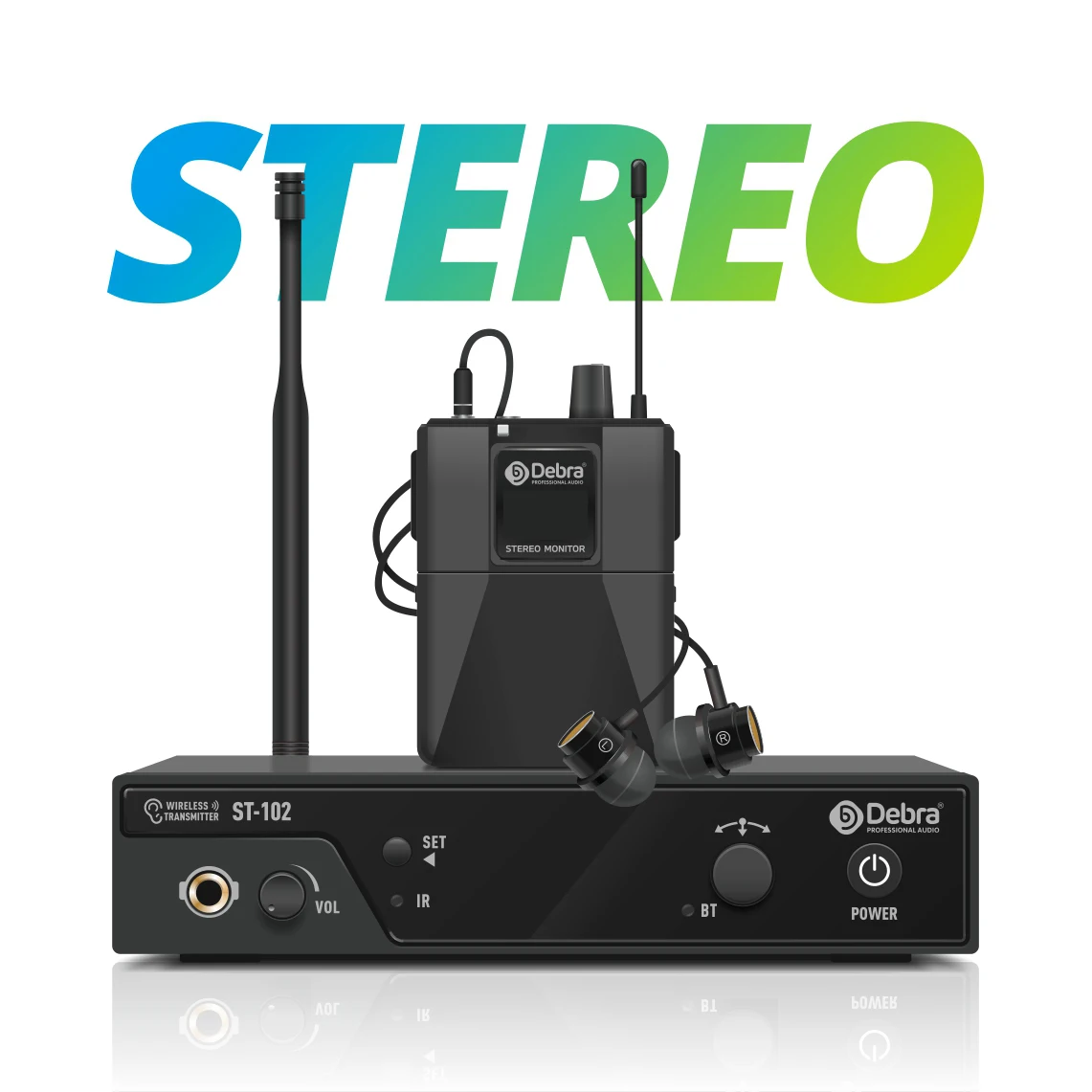Professional Stereo Wireless In-Ear Monitor System ST-102 for Stage Recording Studio Drummer Instrument
Professional Stereo Wireless In-Ear Monitor System ST-102 for Stage Recording Studio Drummer Instrument