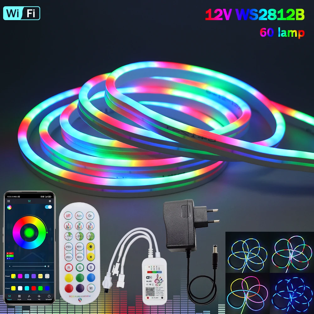 12V Neon Light Strip WS2811 Tuya Smart Life WiFi Bluetooth Alexa Google Home 96leds/m 6x12MM RGB Neon Sign Tape Rope LED Strip
12V Neon Light Strip WS2811 Tuya Smart Life WiFi Bluetooth Alexa Google Home 96leds/m 6x12MM RGB Neon Sign Tape Rope LED Strip