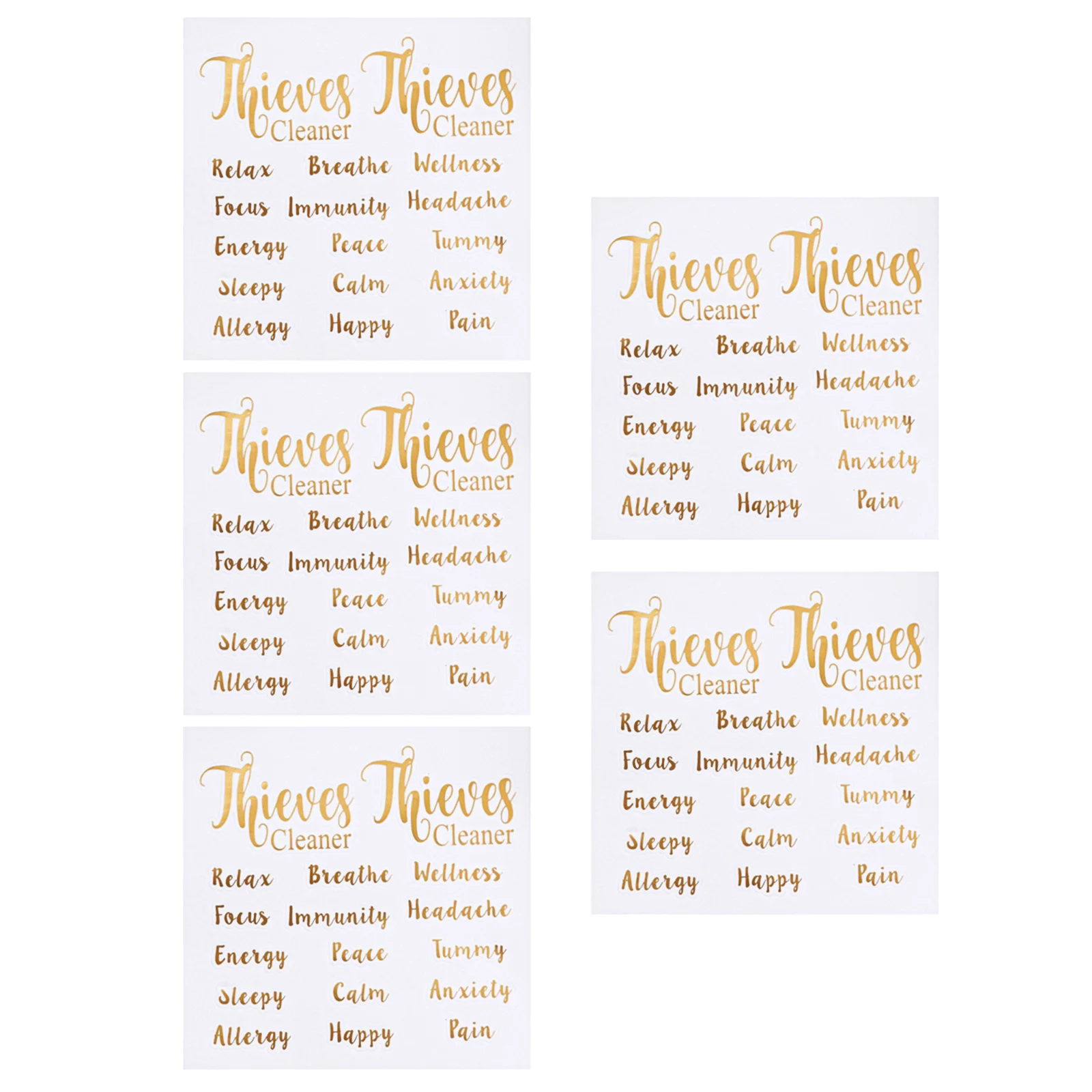 

Paper Gold Letter Pain Wellness Happy Peace Label Sticker Essential Oil Bottle Tags Decorative Sticker DIY Handmade Sticker