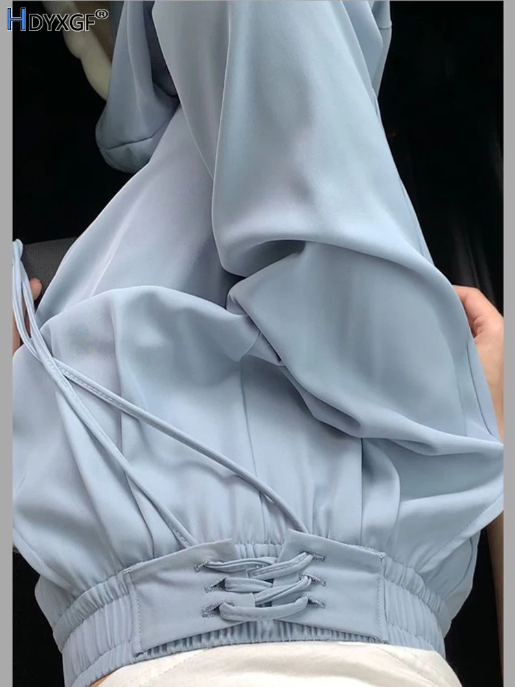 Blue Simple Lace-up Design Floor-length Suit Pants Autumn High Waist Slimming Straight Trousers Office Ladies Cozy Baggy Slacks
Blue Simple Lace-up Design Floor-length Suit Pants Autumn High Waist Slimming Straight Trousers Office Ladies Cozy Baggy Slacks