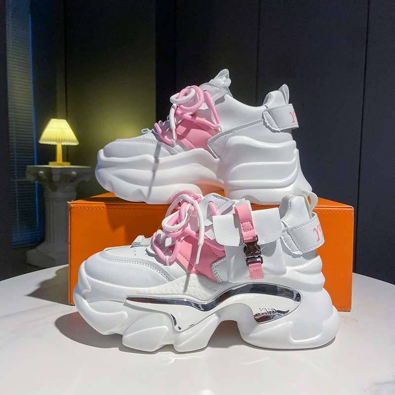 Женские массивные кроссовки, дышащая сетчатая повседневная обувь на танкетке 10 см, спортивная обувь на платформе