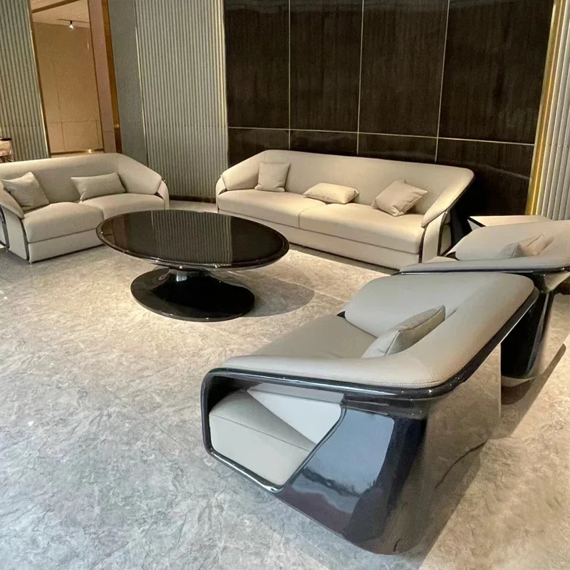 

Customized light luxury leather sofa combination of Italian size post-modern villa living room high-end furniture