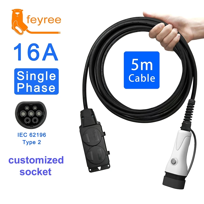 

feyree V2L Cable Electric Car Side Discharge Plug EV Charger Type2 16A with EU Socket Outdoor Power Station( Upgraded Version)
