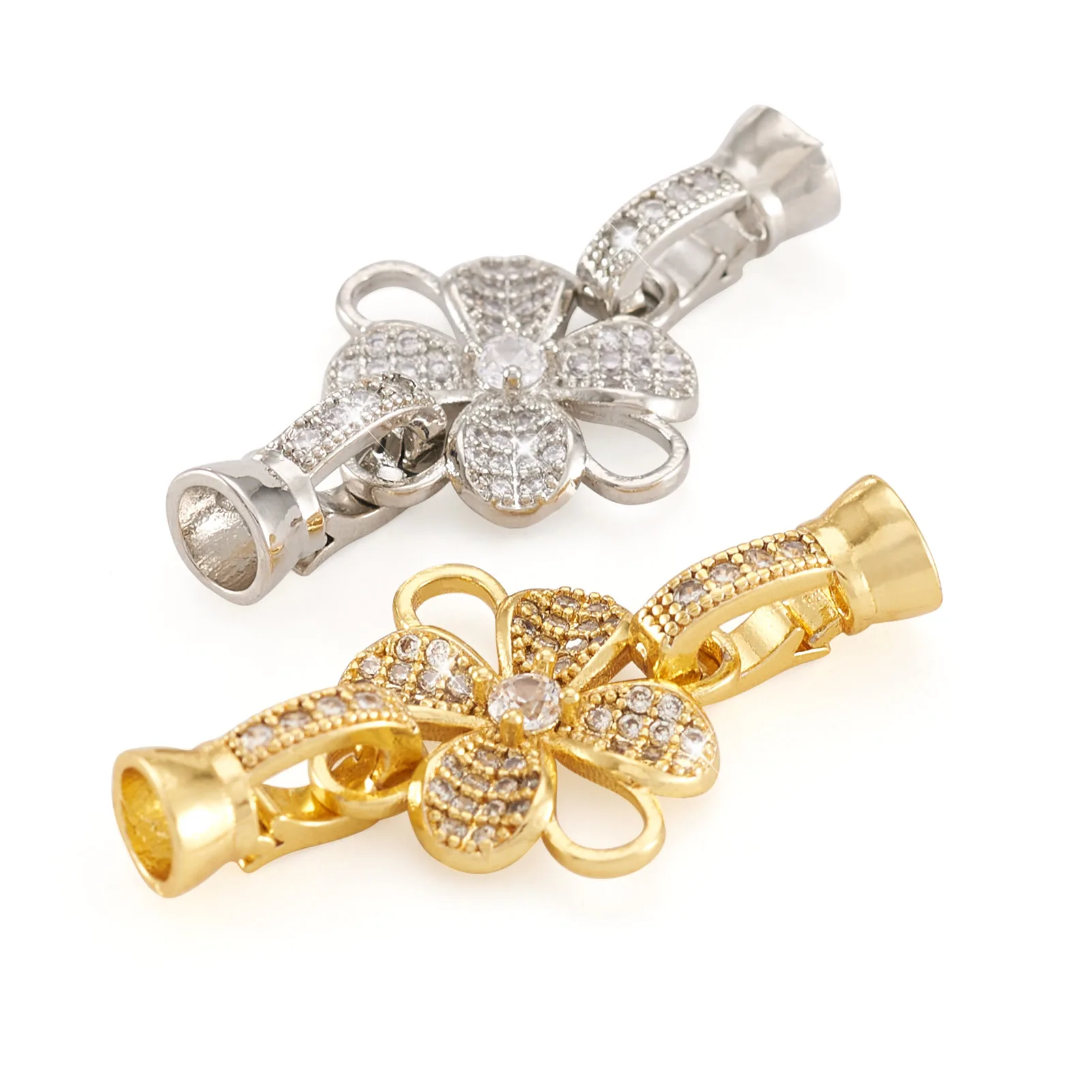2Pcs Brass Micro Pave Cubic Zirconia Flower Fold Over Clasp Colored Necklace Bracelet End Connector DIY Jewelry Making Supplies
2Pcs Brass Micro Pave Cubic Zirconia Flower Fold Over Clasp Colored Necklace Bracelet End Connector DIY Jewelry Making Supplies