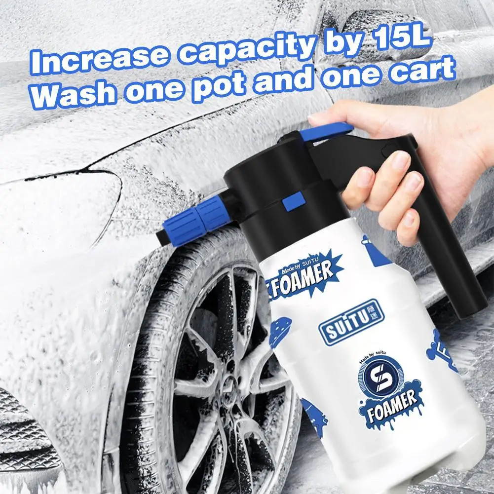 

1.5l Powerful Electric Car Washer Foam Sprayer Multifunctional Auto Wash Foam Spray Bottle For Garden Watering Home Cleanin C8c5