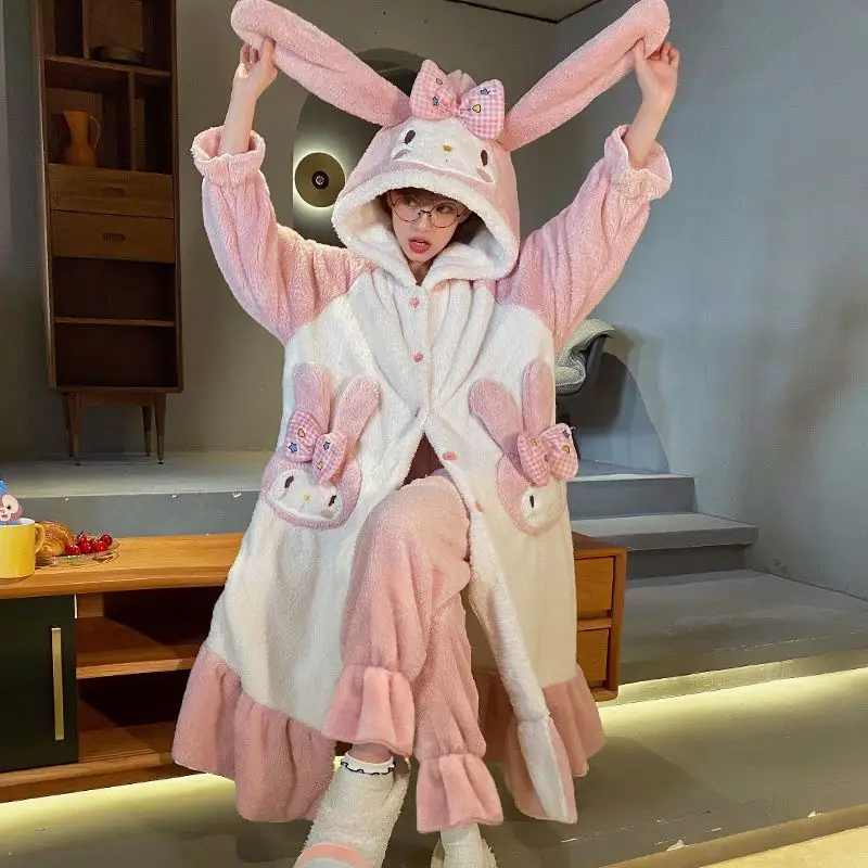 Sanrio аниме Kawaii kuromi My Melody флисовая Пижама осень-зима Коралловая утолщенная длинная Удобная Ночная Рубашка домашняя одежда
Sanrio аниме Kawaii kuromi My Melody флисовая Пижама осень-зима Коралловая утолщенная длинная Удобная Ночная Рубашка домашняя одежда