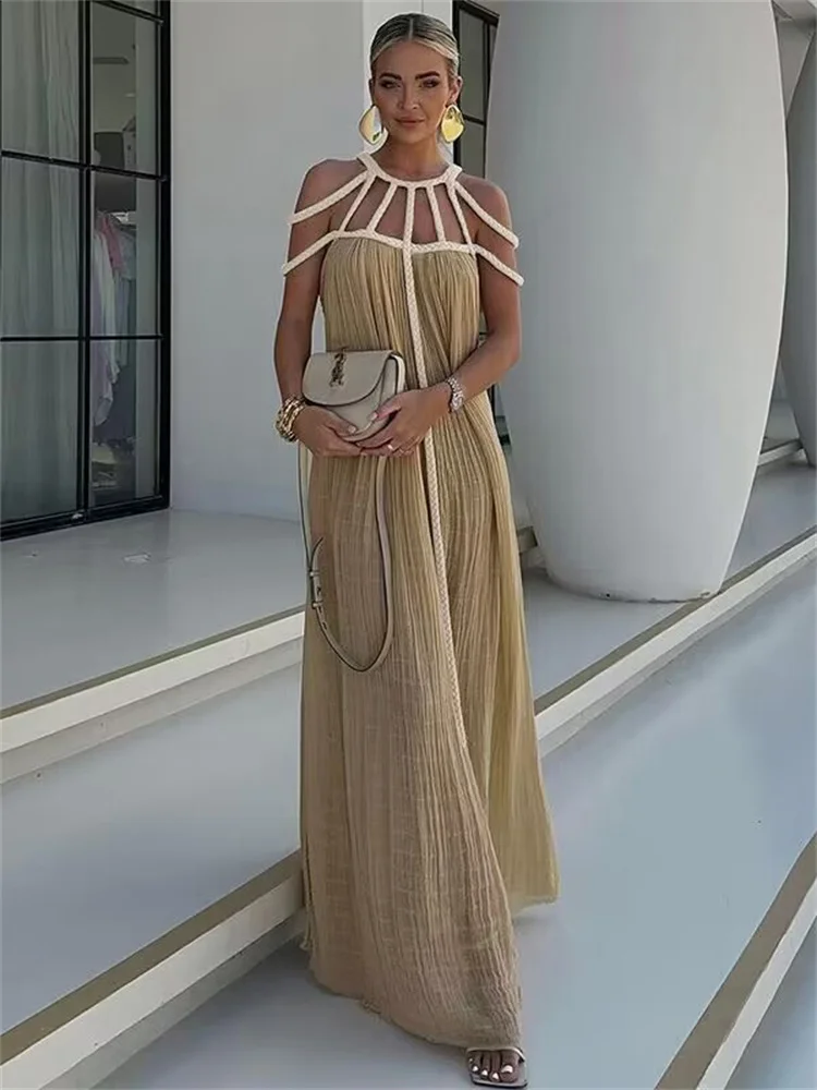 Tossy Hollow Out Beach Holiday Long Dress Female High Waist Sleeveless Loose Backless Sexy Streetwear Women Ribbed Maxi Dress
Tossy Hollow Out Beach Holiday Long Dress Female High Waist Sleeveless Loose Backless Sexy Streetwear Women Ribbed Maxi Dress