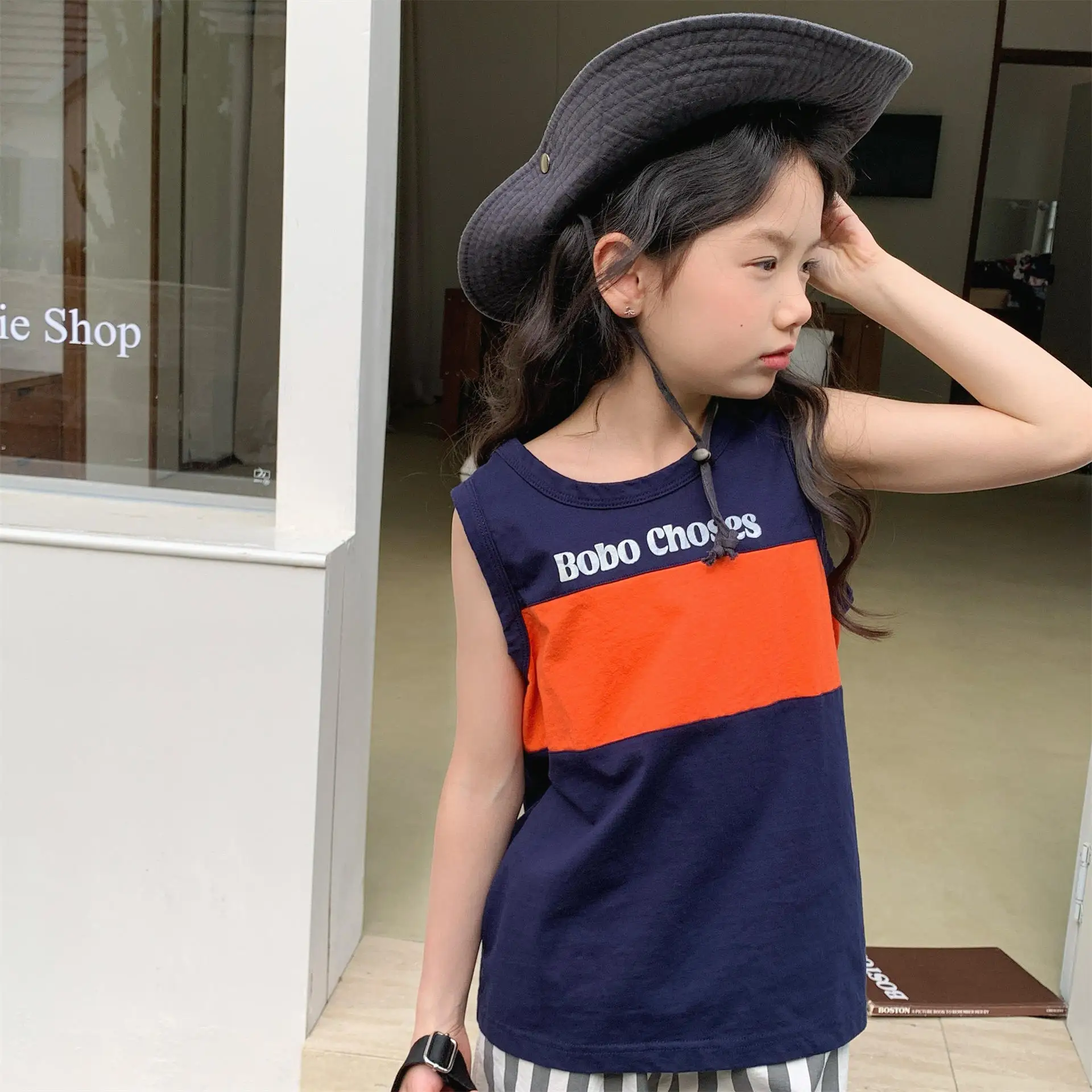 2025 Summer New Girls Sleeveless Vest Letter Print Boys T Shirts Cotton Children Casual Tops Loose Kids Tee Infant Clothes 9 Sb93df923e8f149fca275310bec3d78ec5