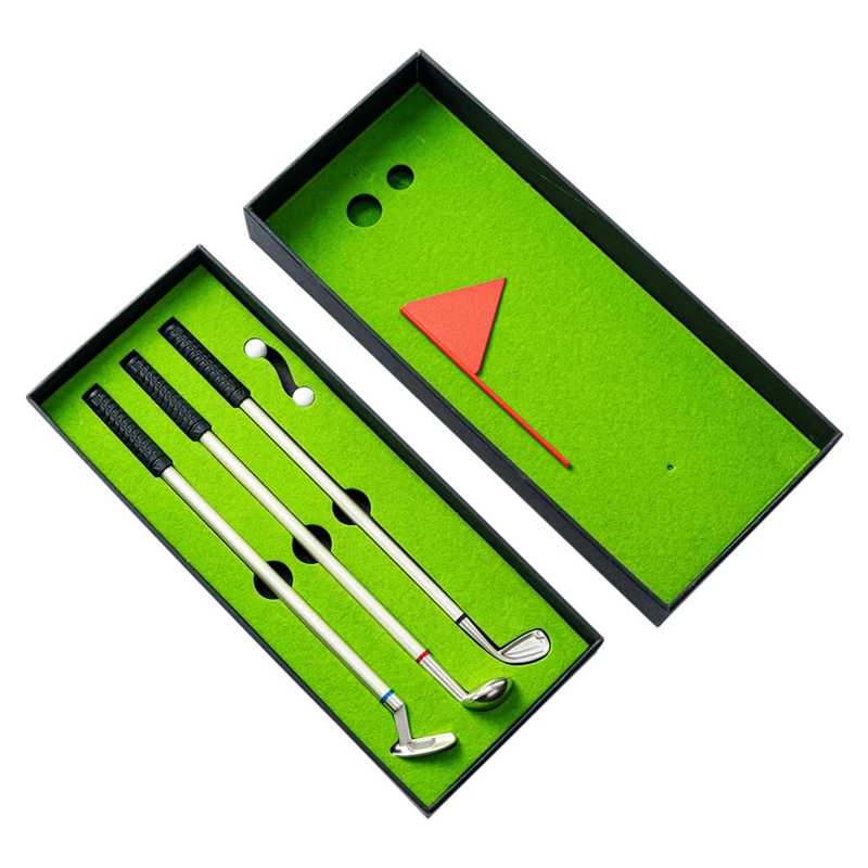 

Golf Pen Set Mini Desktop Golf Ball Pen Gift Includes Putting Green 3 Clubs Pen Balls And Flag Durable
