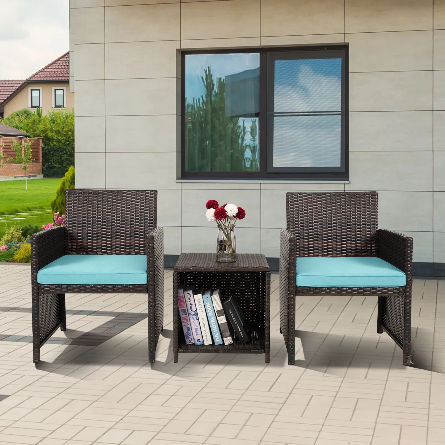 3 PiecesOutdoorPatioWickerFurnitureSetsPERattanChairwith SoftCushionsLawnPoolsideChairsforBalconyGardenBackyard PorchTeal
3 PiecesOutdoorPatioWickerFurnitureSetsPERattanChairwith SoftCushionsLawnPoolsideChairsforBalconyGardenBackyard PorchTeal