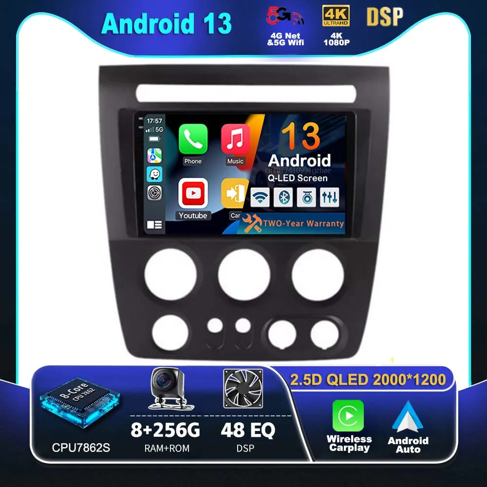 

Android 13 Carplay Auto For Hummer H3 1 2005 - 2010 Car Radio 4G+WIFI Player Multimedia srereo 360 Camera Navigation Video GPS