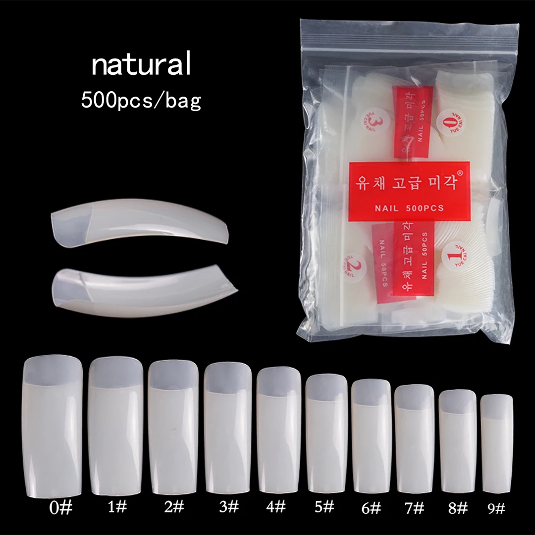 

500Pcs Long Coffin Fake Nail Professional False Full/Half Cover for Nail Tips French Accessories Press on Nails Manicure Tool