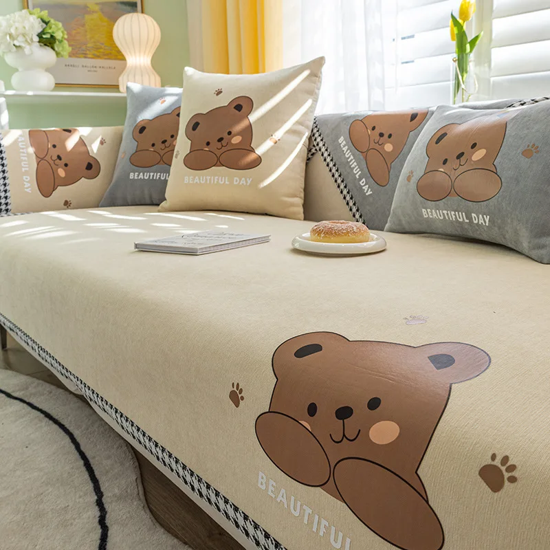 Modern Universal Chenille Sofa Cover Sofa Pad Solid Color Cute Bear Sofa Mat for Living Room Non-Slip L Shaped Couch Cushion
Modern Universal Chenille Sofa Cover Sofa Pad Solid Color Cute Bear Sofa Mat for Living Room Non-Slip L Shaped Couch Cushion
