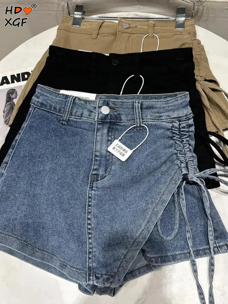 Fashion Lady Zipper Drawstring Bow Sexy Hip Wrap Denim Skirt Summer Women's A-line High Waist Button High Street Y2K Mini Skirts
Fashion Lady Zipper Drawstring Bow Sexy Hip Wrap Denim Skirt Summer Women's A-line High Waist Button High Street Y2K Mini Skirts