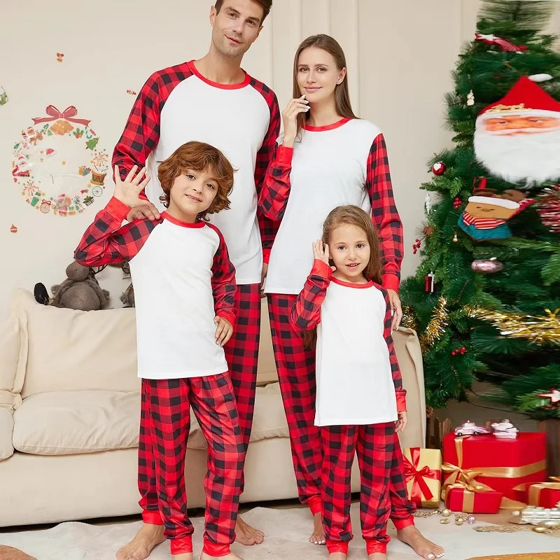 

2023 Plaid Christmas Family Matching Outfits Father Mother Children Pajamas Sets Daddy Mommy and Me Xmas Pj's Clothes Tops+Pants