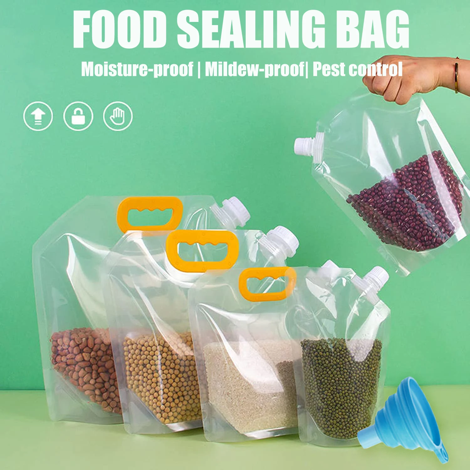 

Grain Storage Bag,Portable Insect Moisture-Proof Fresh Keeping Bag Recyclable Transparent Smell Proof Dry Food Container Bags