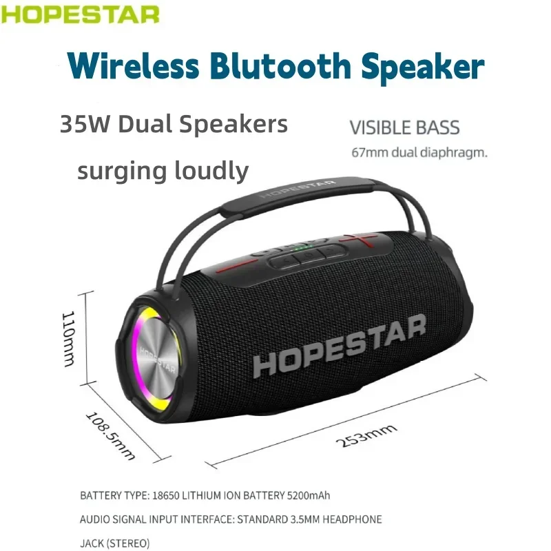 H53 Waterproof IPX6 Wireless Bluetooth Speaker Outdoor Handheld Subwoofer High Power Portable Sound Cloumn Caixa De Som TF/USB
H53 Waterproof IPX6 Wireless Bluetooth Speaker Outdoor Handheld Subwoofer High Power Portable Sound Cloumn Caixa De Som TF/USB