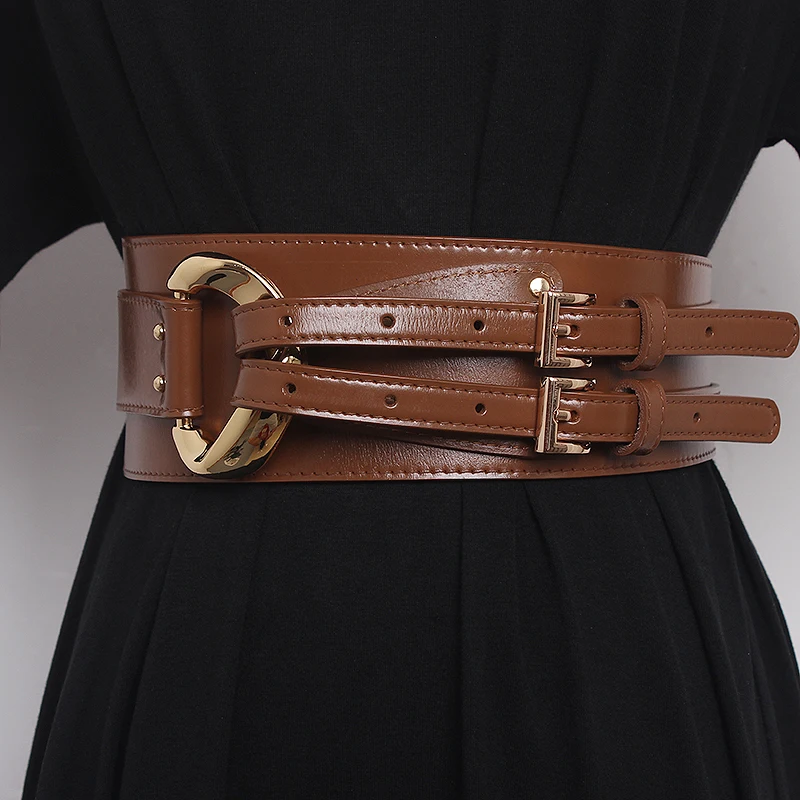 Women’s irregular cowhide waist belt for dresses and sweaters