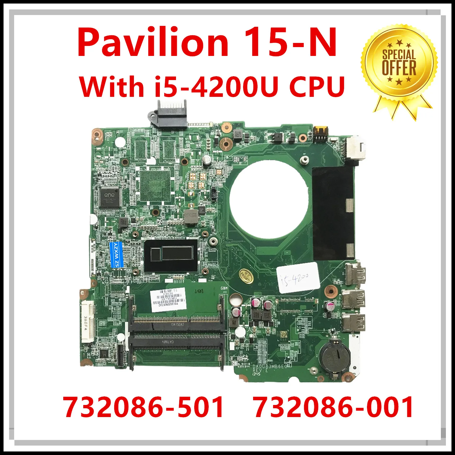Высококачественная материнская плата для ноутбука HP Pavilion 15-N DA0U83MB6E0 732086-501 732086-001
