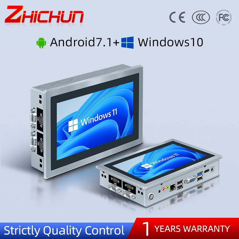 

Сенсорный промышленный компьютер Zhichun, 10 дюймов, Windows 11, 128 ГГц, 1 ТБ, встроенная настенная монтажная панель, ПК, не настольный компьютер