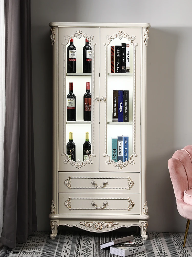 

Wine cabinet, European style storage cabinet, bookcase, ivory white manufacturer, direct selling sideboard, champagne gold