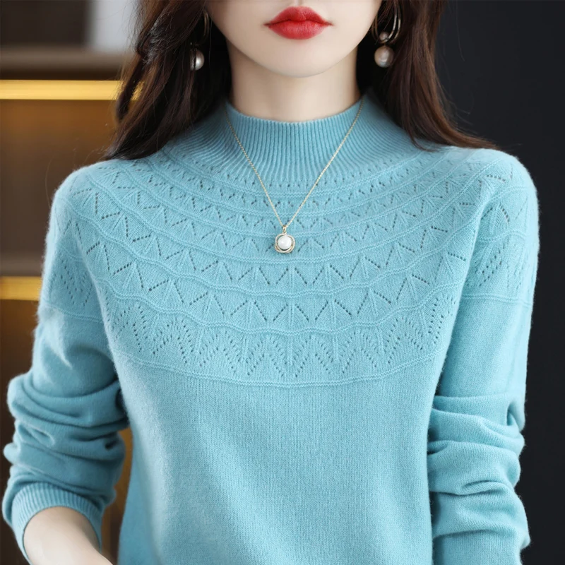 Seamless Technology One-Line Ready-To-Wear Pure Wool Sweater Women's Hollow Knitted Pullover Autumn and Winter Chic O-Neck Top
Seamless Technology One-Line Ready-To-Wear Pure Wool Sweater Women's Hollow Knitted Pullover Autumn and Winter Chic O-Neck Top