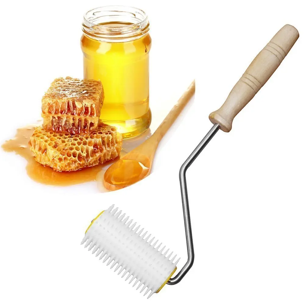 

Bee Honey Extracting Uncapping Needle Roller Type Propolis Extractor Wooden Handle Bee Honey Comb Beekeeping Uncapping Tools