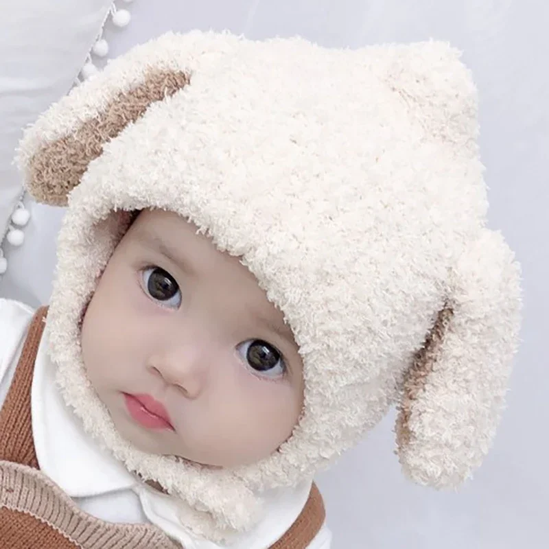 

Cute Baby Plush Hat Autumn Winter Rabbit Ears Infant Beanie Cap Korean Cartoon Bunny Kids Boy Girl Warm Earflap Hats Bonnet 아기모자