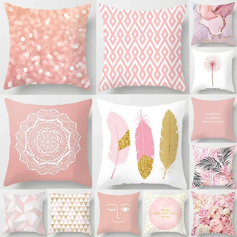 Nordic Pink Decorative Geometric Series of Feather Plants Polyester Pillow Cover Sofa Cushion Pillows Case Modern Sofa Couch Dec
Nordic Pink Decorative Geometric Series of Feather Plants Polyester Pillow Cover Sofa Cushion Pillows Case Modern Sofa Couch Dec