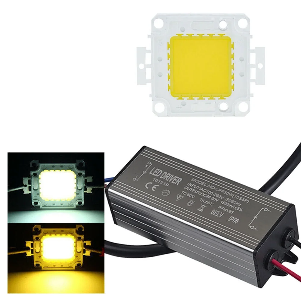 

LED Driver Transformer With COB Chip Power Supply 10W 20W 30W 50W 70W 100W AC85-265V DC 12V IP65 Constant Current Floodlight