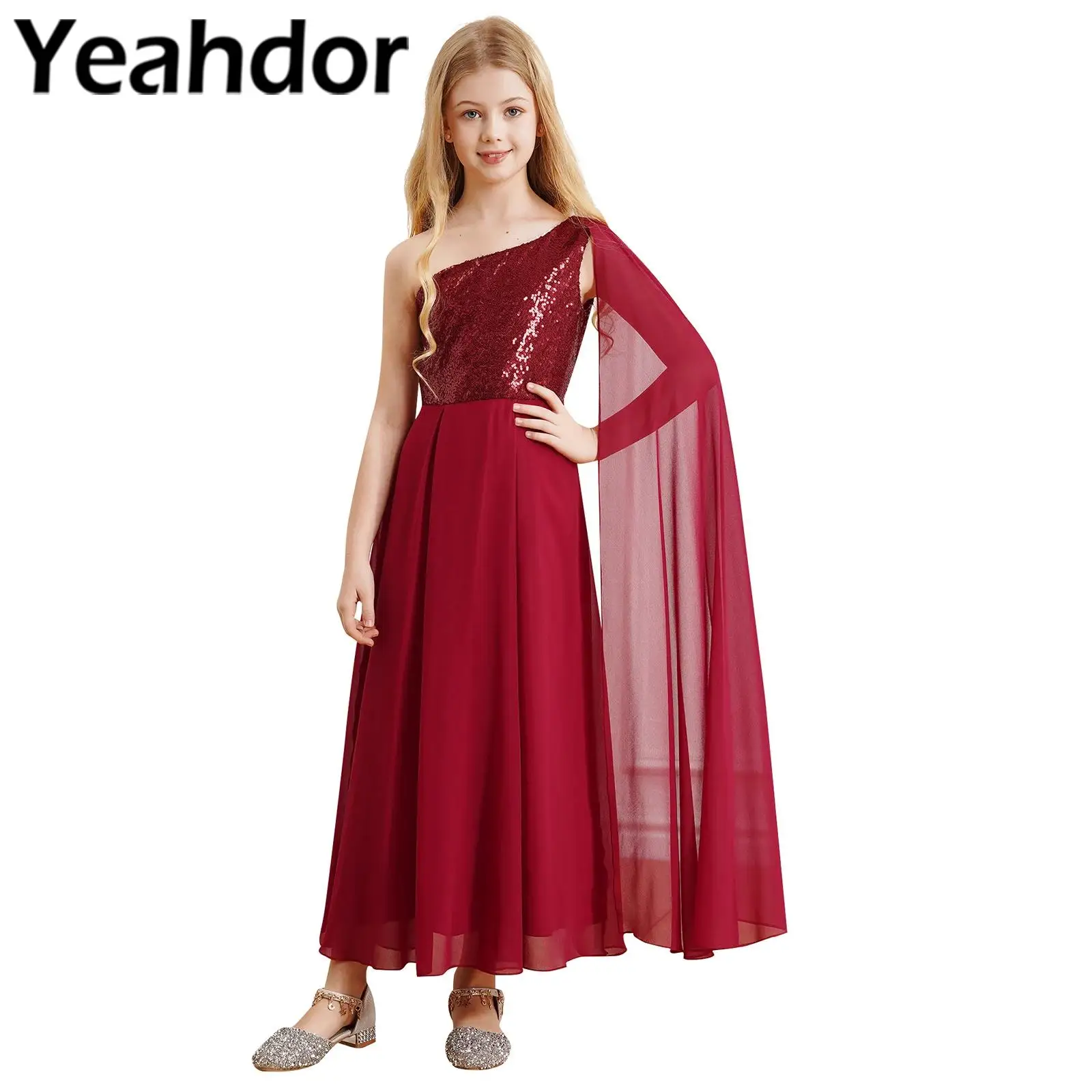 Flower Girl Dress Princess Gown One Shoulder Children Sequin Chiffon Hem Elegant Dresses for Evening Wedding Formal Party Robe
Flower Girl Dress Princess Gown One Shoulder Children Sequin Chiffon Hem Elegant Dresses for Evening Wedding Formal Party Robe