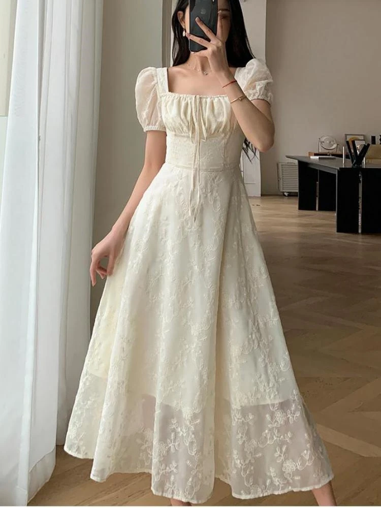 French Elegant Evering Party Midi Dress Summer New Lace Up Short Sleeve A-Line Robe Women Korean Chic One Piece Clothes
French Elegant Evering Party Midi Dress Summer New Lace Up Short Sleeve A-Line Robe Women Korean Chic One Piece Clothes