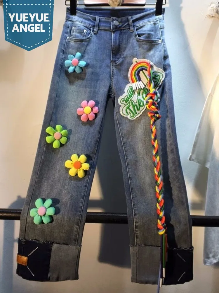 Fashion Flower Designer Women Jeans Vintage Spring Casual Trousers Streetwear High Waist Tassels Female Straight Leg Denim Pants
Fashion Flower Designer Women Jeans Vintage Spring Casual Trousers Streetwear High Waist Tassels Female Straight Leg Denim Pants