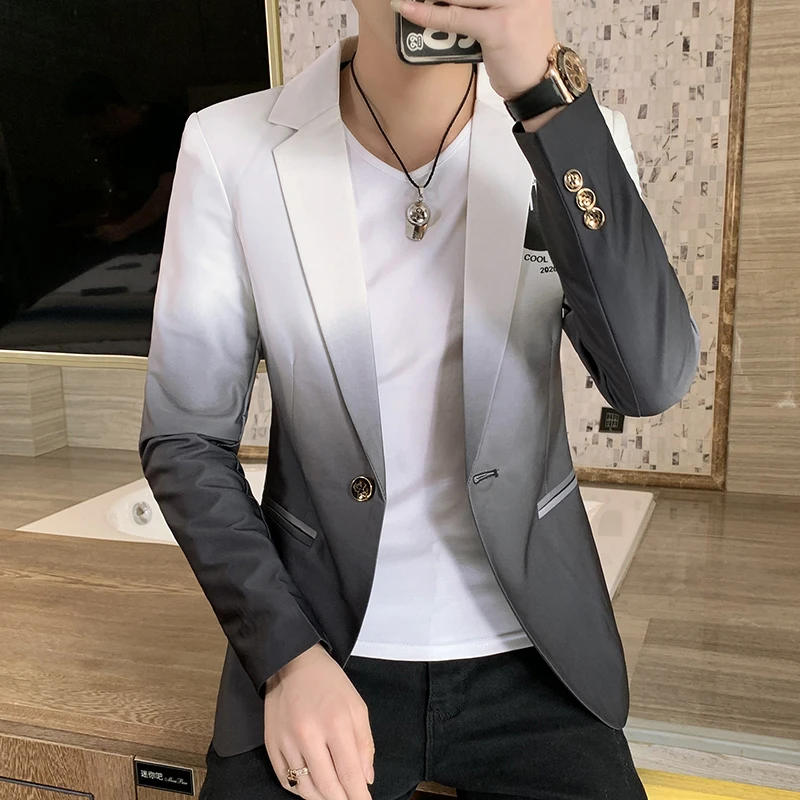 New Men's Blazer Fashion Spring Summer Clothing Male Suit Jacket Gradient Color Casual Slim Fit Fancy Party Singer Blazzer Coat
New Men's Blazer Fashion Spring Summer Clothing Male Suit Jacket Gradient Color Casual Slim Fit Fancy Party Singer Blazzer Coat