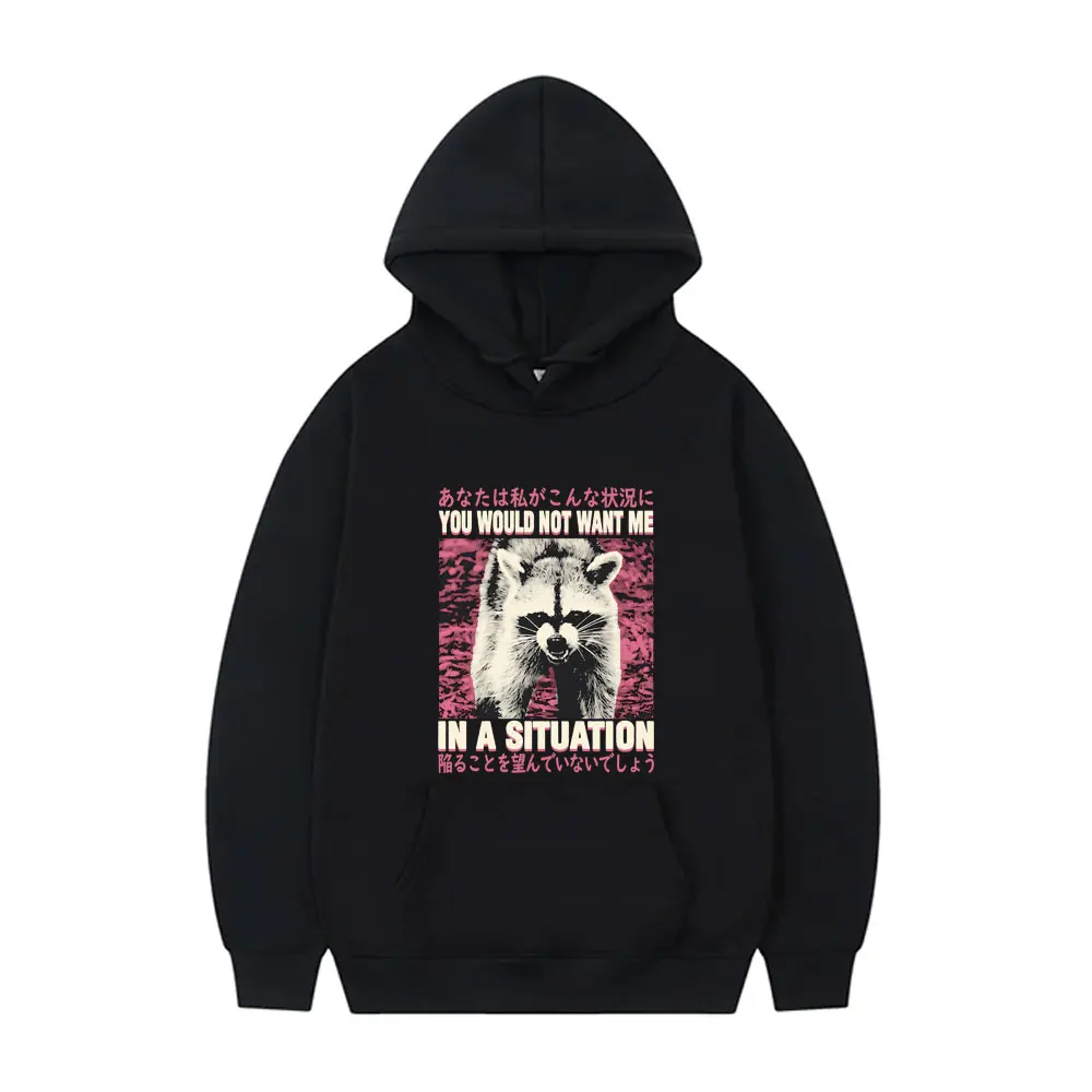 You Would Not Want Me in A Situation Hoodie Funny Meme Raccoon Print Pullover Men Women's Casual Oversized Fleece Cotton Hoodies
You Would Not Want Me in A Situation Hoodie Funny Meme Raccoon Print Pullover Men Women's Casual Oversized Fleece Cotton Hoodies