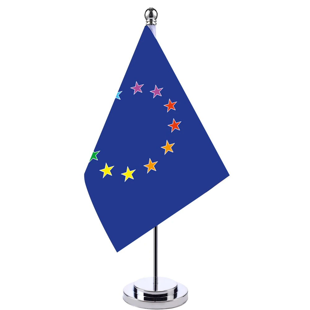 

14x21cm Office Desk Small Banner Colorful Star European Union EU Meet Meeting Room Boardroom Table Hanging LGBT Rainbow Flags