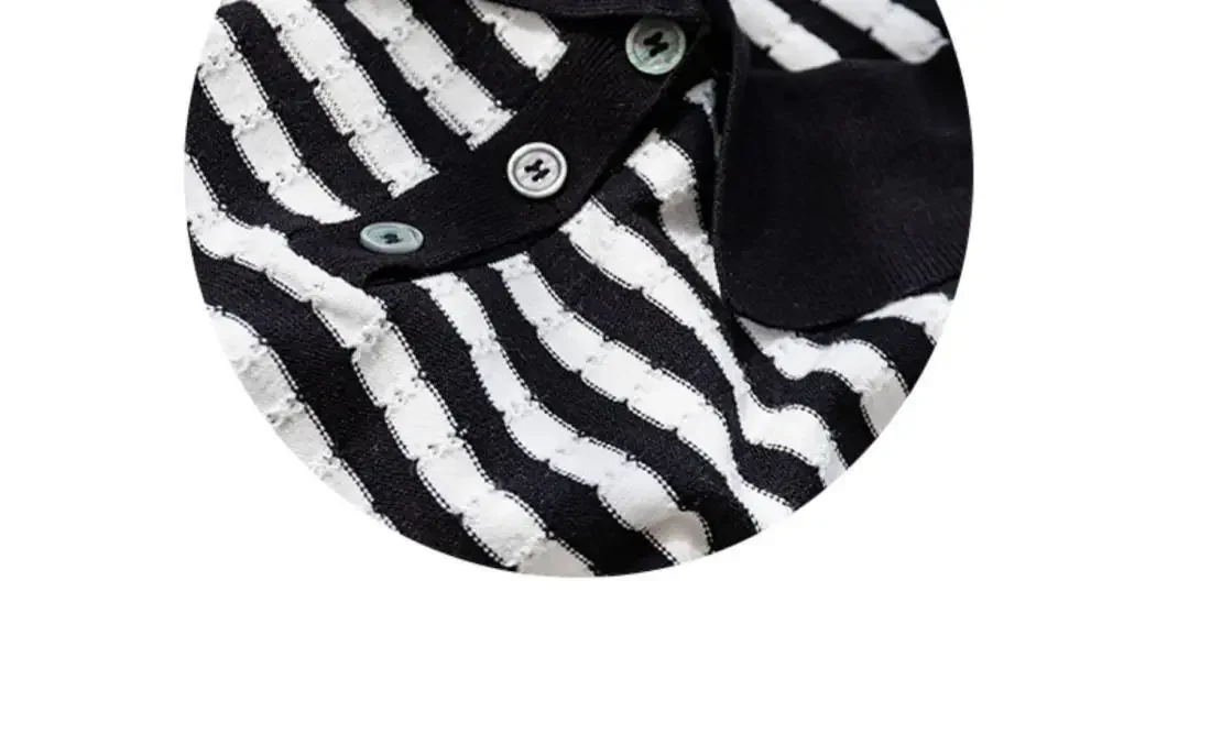 Fashion Women Short Sleeve Striped Knitted Polo Shirts Spring Summer All-match Tees Female Clothing New Pullover Bottoming Tops 32 Sb95fd6bb0acb4890ab91d7f4c74196a12