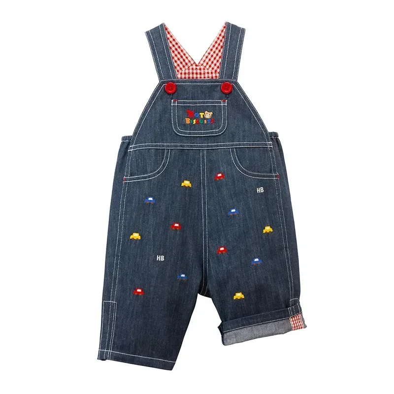 

Summer Boys and Girls' Casual Pants Cartoon Bear Car Embroidery Denim Capri Pant Kids Overalls Pantalones Jean Jumpsuit