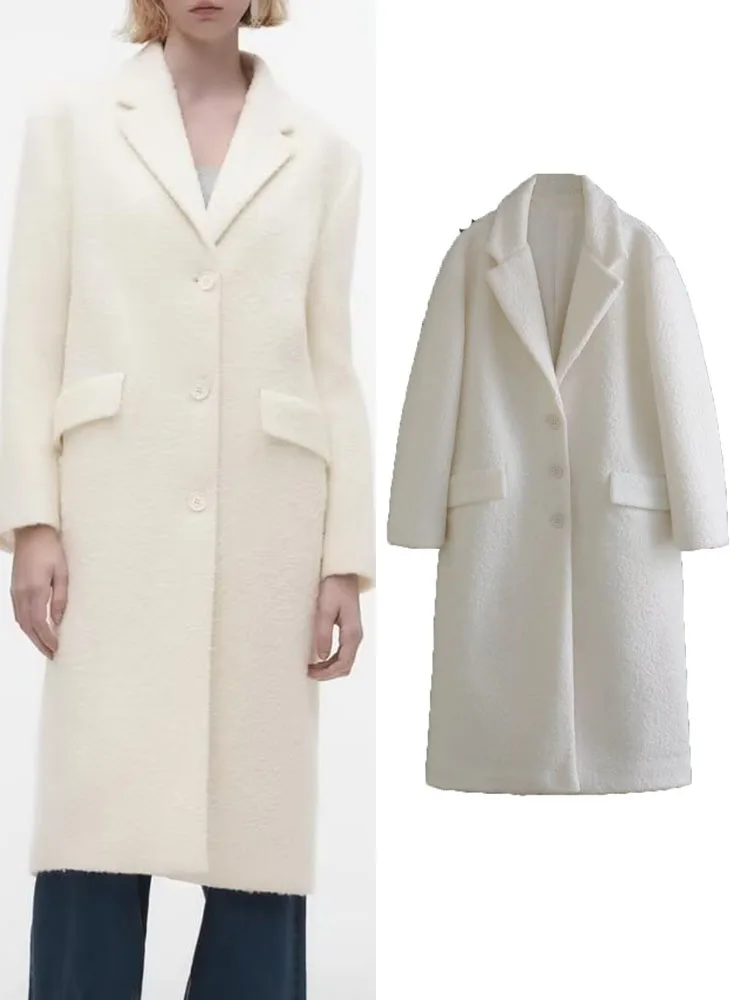 TRAF New Women Single Breasted Fashion Woolen Coat Autumn Winter Classic Long Sleeve Flap Pockets Female Outerwear Chic coat
TRAF New Women Single Breasted Fashion Woolen Coat Autumn Winter Classic Long Sleeve Flap Pockets Female Outerwear Chic coat