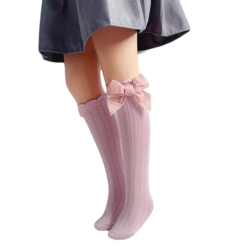 

Infant Kids Socks Toddler Baby Girl Knitted Stockings Ribbed Knee High Tight Bowknot Leggings Mid Tube Socks