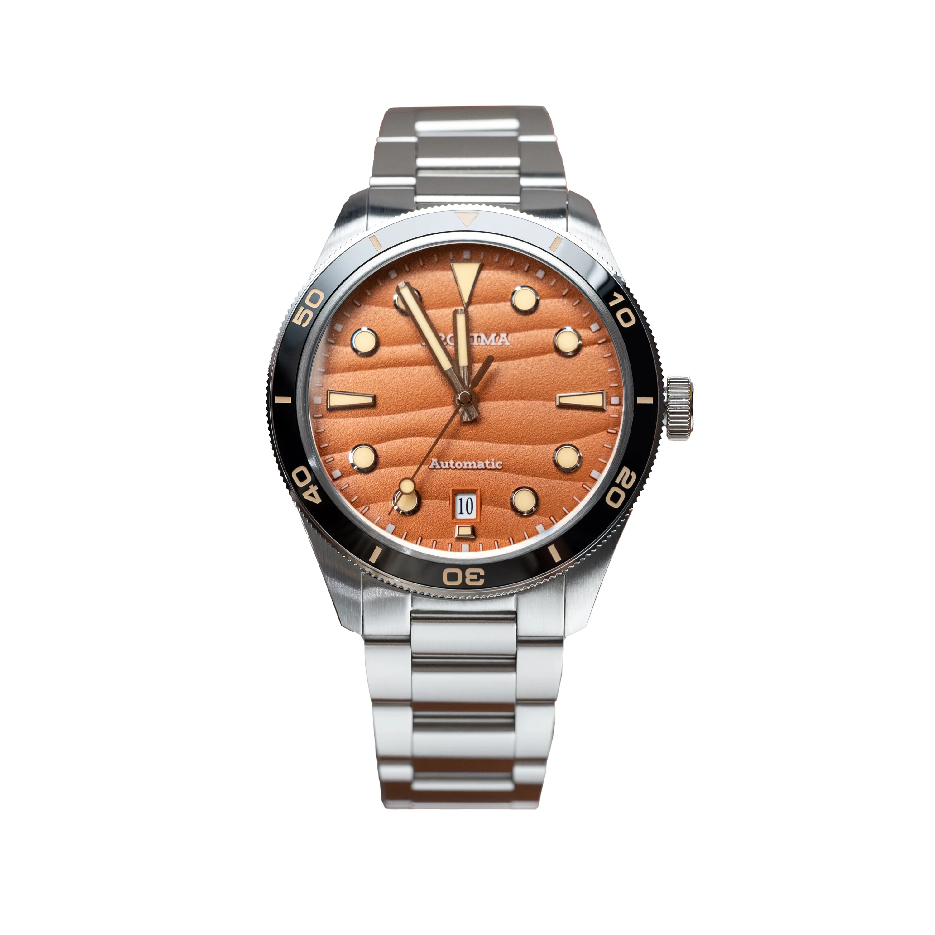 

Proxima Men Diver Watch Luxury Automatic Mechanical Wristwatch 200M Waterproof BGW-9 Luminous Sapphire Ceramic Bezel Desert Dial