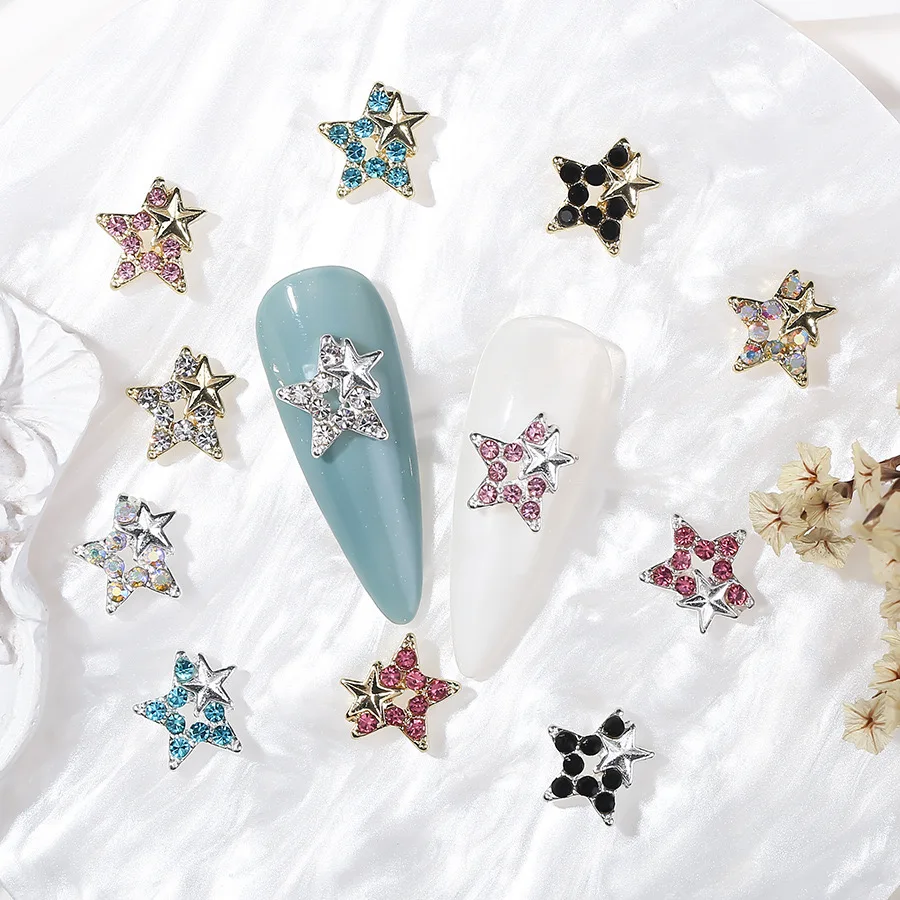 10pcs/bag New Metal Stars Nail Charms With Diamond DIY Nail Art Design Manicure Jewelry Decoration Accessories Nail Enhancement
10pcs/bag New Metal Stars Nail Charms With Diamond DIY Nail Art Design Manicure Jewelry Decoration Accessories Nail Enhancement