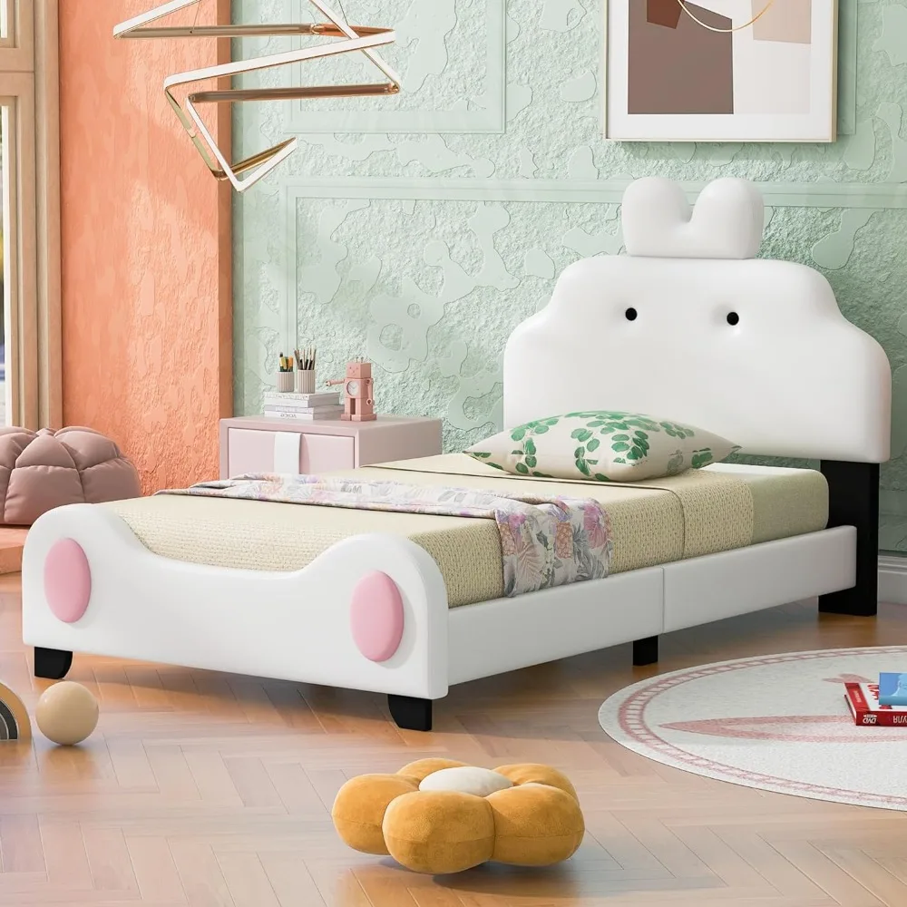 Children's bed frame, children's cartoon headboard and footrest, with wooden board support, PU soft cushion platform bed frame
Children's bed frame, children's cartoon headboard and footrest, with wooden board support, PU soft cushion platform bed frame