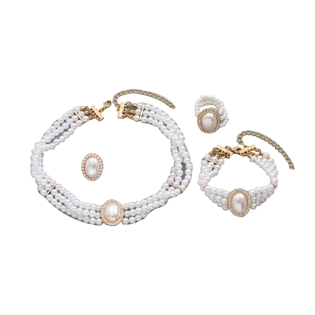 Stylish, simple women's Necklace, Earrings Bracelet Set, Niche Multi-layer Diamond-set Pearl Collarbone Chain, Versatile Jewelry 5 Mallzona Sb967f8d7d25f4d6998fbe0880a4c9152D Stylish, simple women's Necklace, Earrings Bracelet Set, Niche Multi-layer Diamond-set Pearl Collarbone Chain, Versatile Jewelry Mallzona