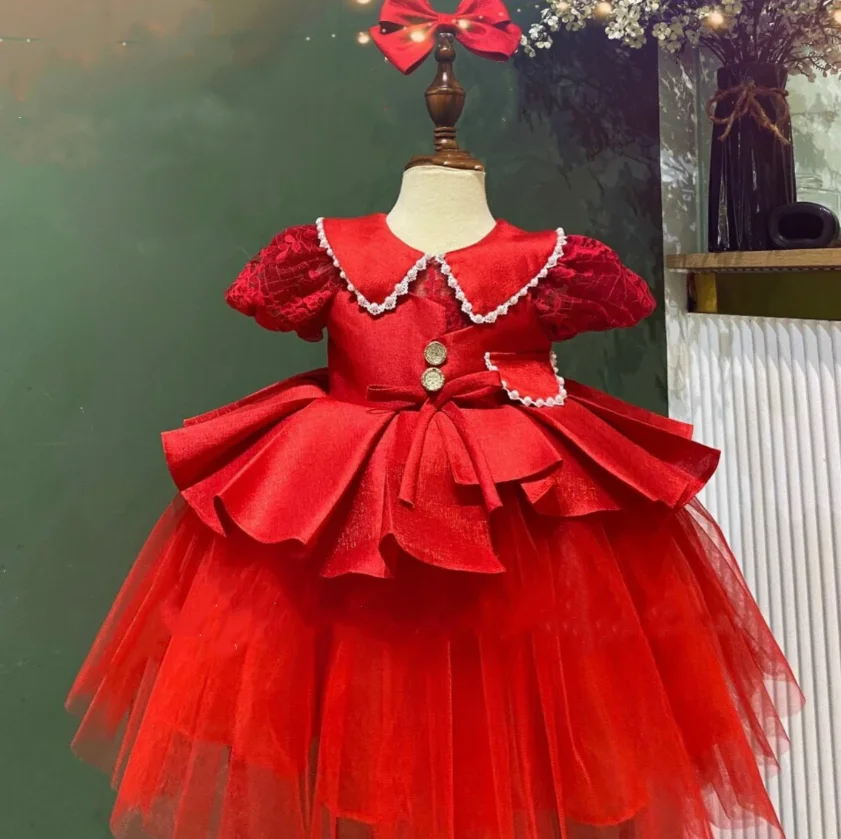 New Red Baby Girl's Christmas Gown Flower Girls Dresses for Wedding Puffy Kids Ruffles Party Birthday Gowns for Photoshoot
New Red Baby Girl's Christmas Gown Flower Girls Dresses for Wedding Puffy Kids Ruffles Party Birthday Gowns for Photoshoot