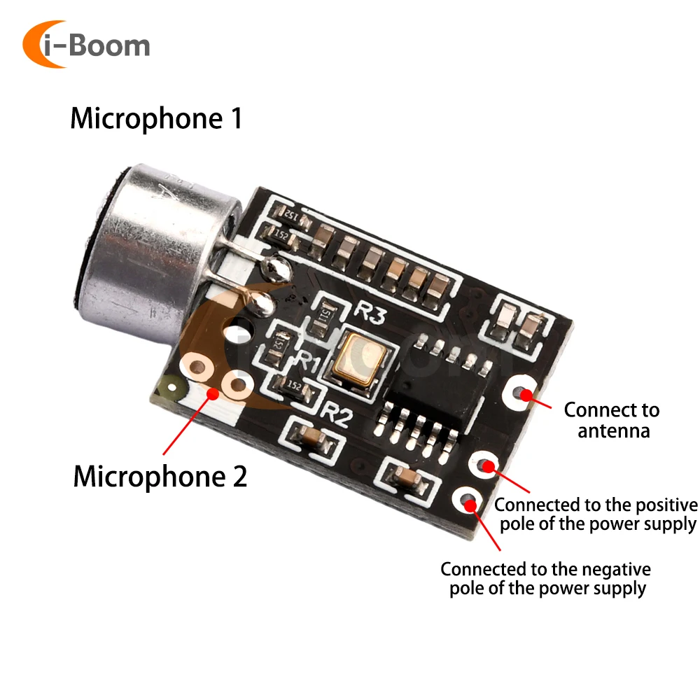 

FM Transmitter Pickup Module Wireless Transceiver FM Mini Wireless Microphone MIC Core Board Dual channel HIFi DC2.4-4.3V Module