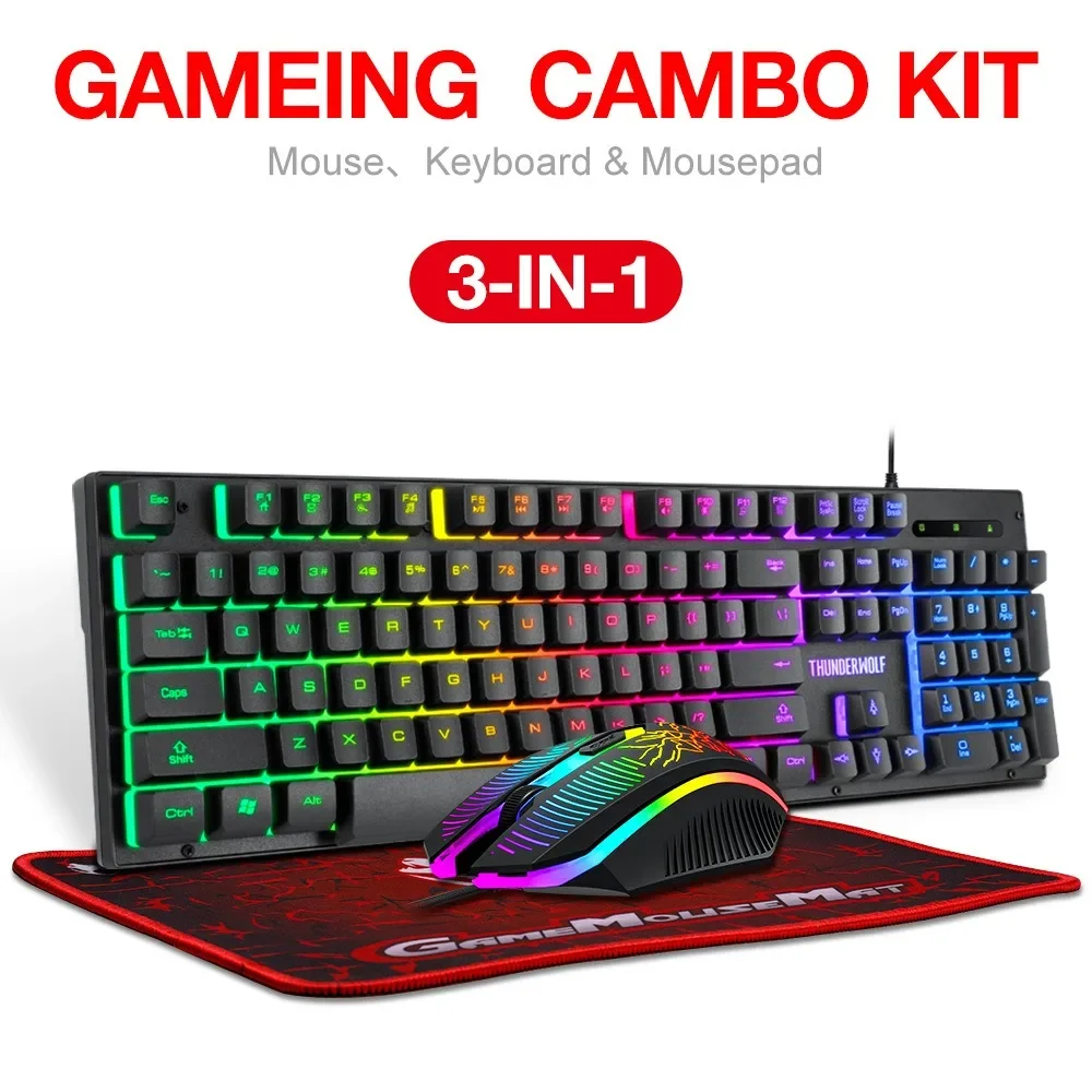 Клавиатура с RGB-подсветкой 2400 DPI оптическая мышь 3-в-1 Проводная клавиатура мышь гарнитура коврик для мыши комбинированный набор механических игр
Клавиатура с RGB-подсветкой 2400 DPI оптическая мышь 3-в-1 Проводная клавиатура мышь гарнитура коврик для мыши комбинированный набор механических игр