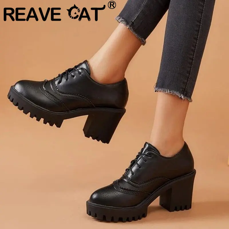 REAVE CAT Brand Leisure Women Pumps Round Toe Block Heels Lace Up Platform Casual Daily Brogues Female Shoes Large Size 41 42 43
REAVE CAT Brand Leisure Women Pumps Round Toe Block Heels Lace Up Platform Casual Daily Brogues Female Shoes Large Size 41 42 43