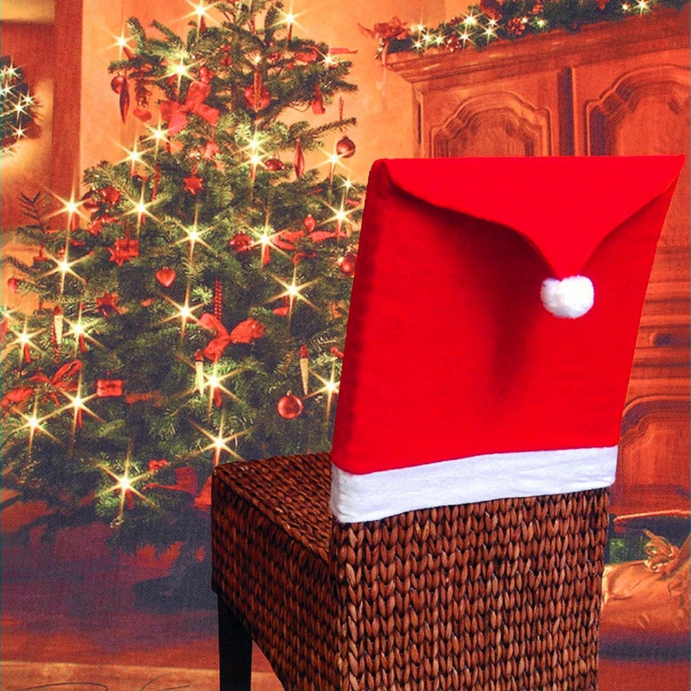 

Рождественские красные искусственные чехлы на спинку стула, персонализированный декоративный чехол для кресла в гостиную, спальню
